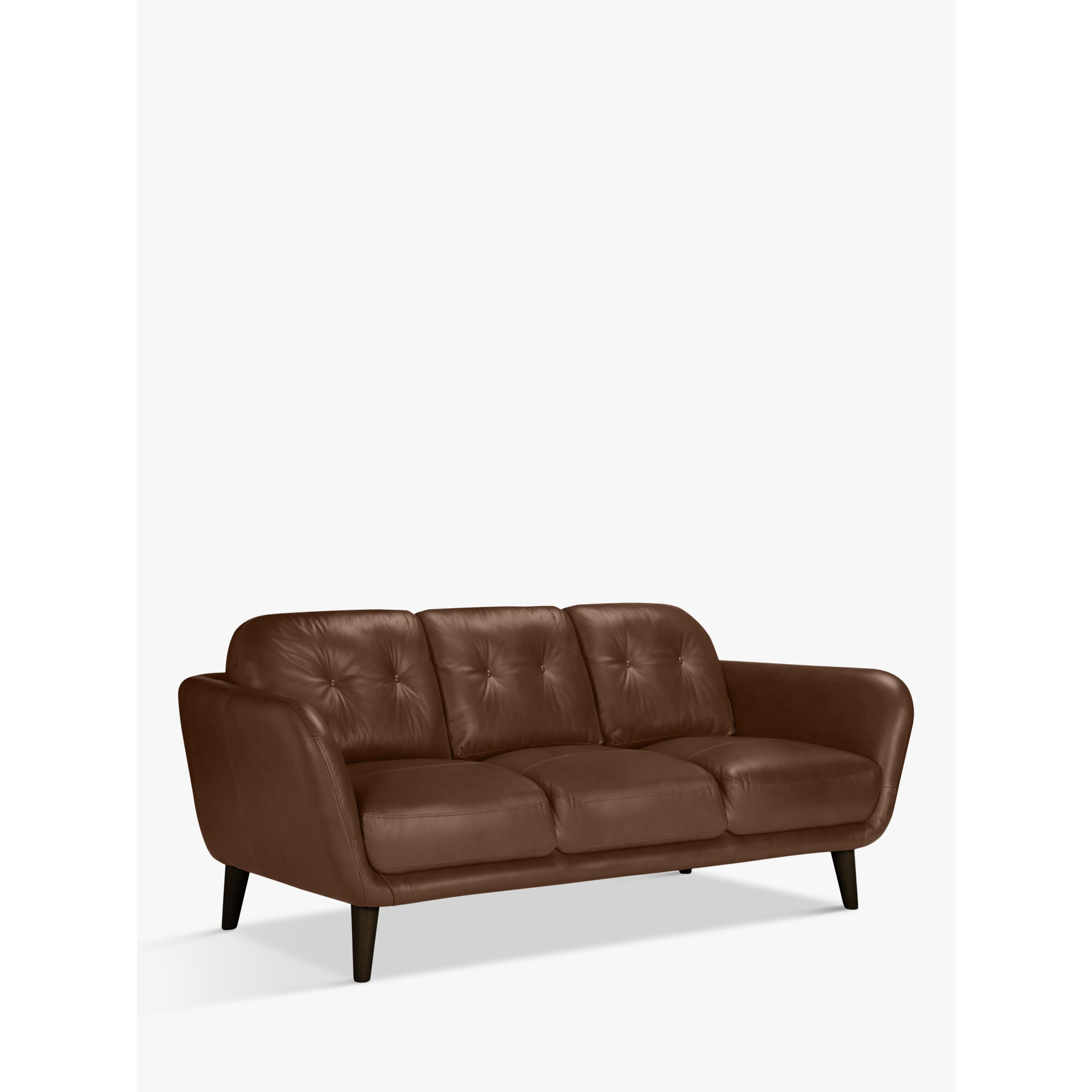 John Lewis Arlo Large 3 Seater Leather Sofa, Dark Leg - image 1