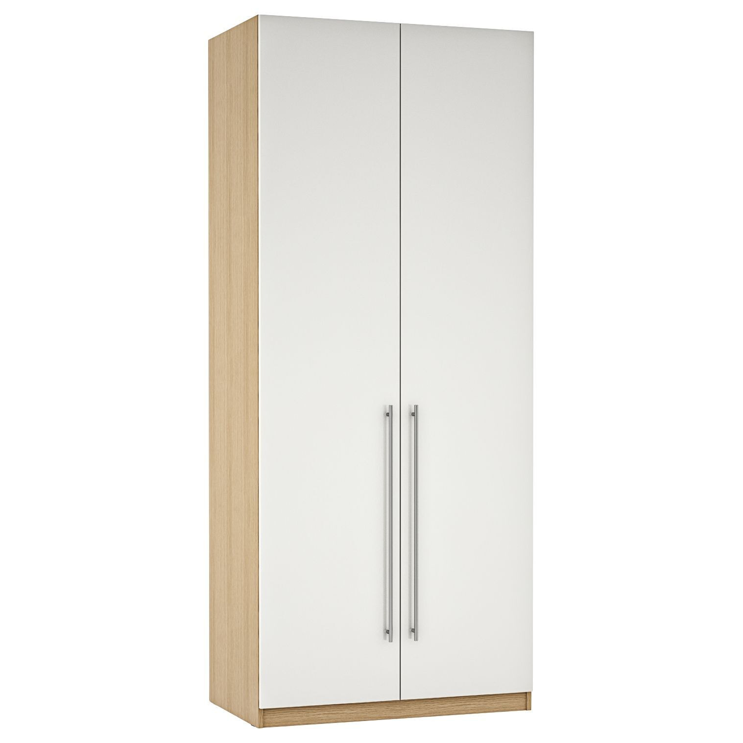 John Lewis ANYDAY Mix It Tall Double Wardrobe with Long T-bar Handles, Gloss White/Natural Oak - image 1