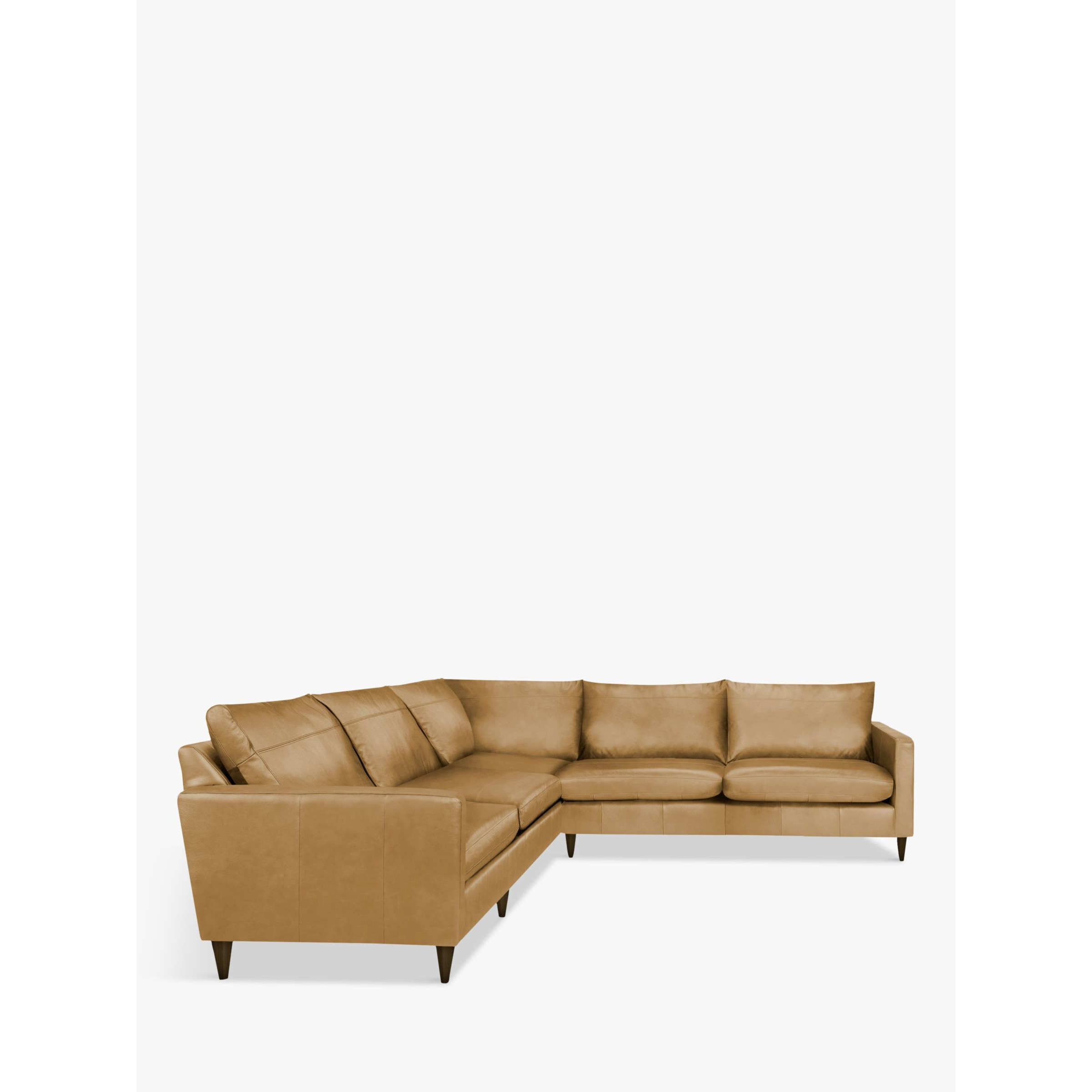 John Lewis Bailey 5+ Seater Leather Corner Sofa, Dark Leg - image 1