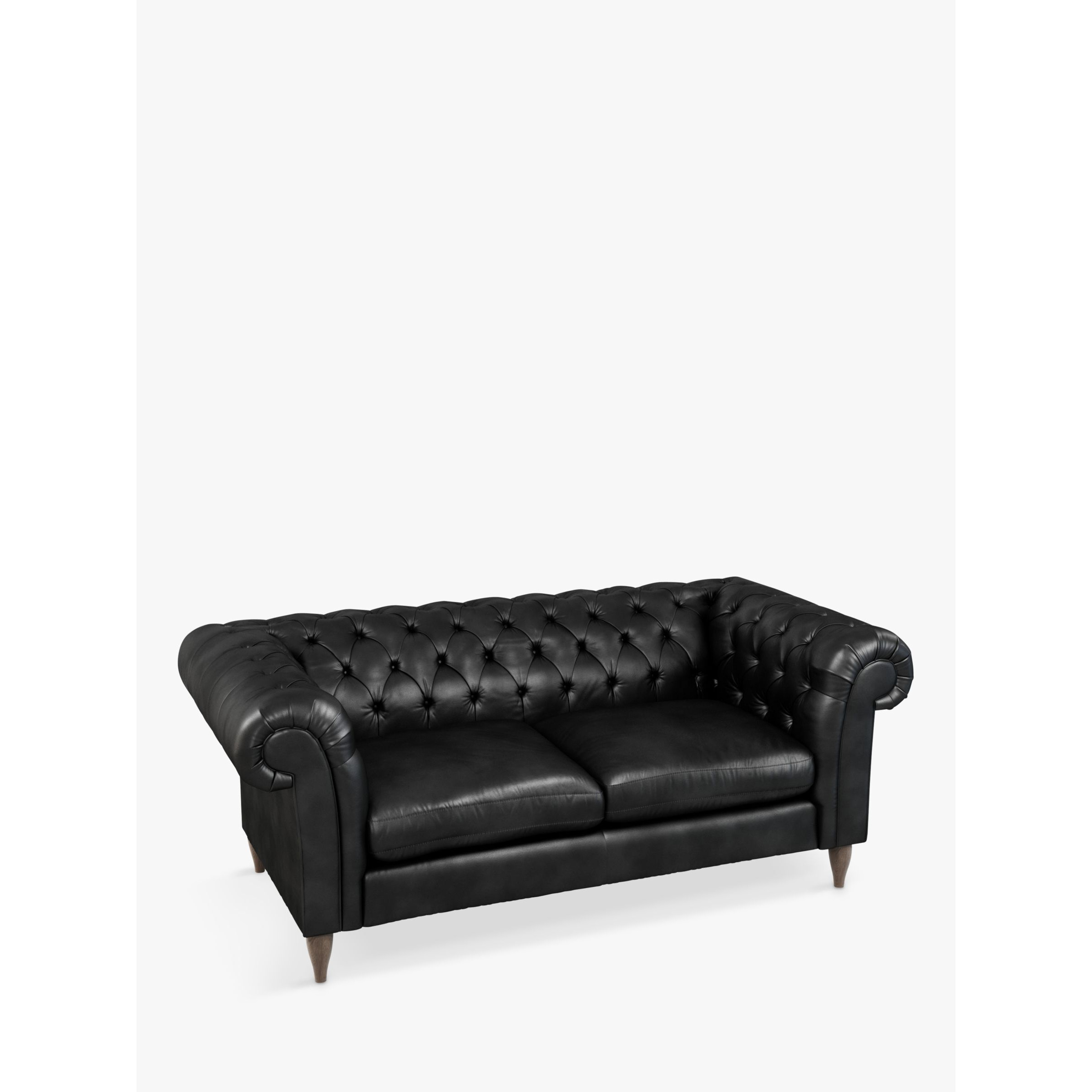 John Lewis Cromwell Chesterfield Large 3 Seater Leather Sofa, Dark Leg - image 1