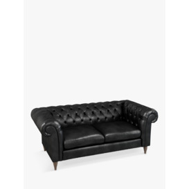 John Lewis Cromwell Chesterfield Large 3 Seater Leather Sofa, Dark Leg - thumbnail 1