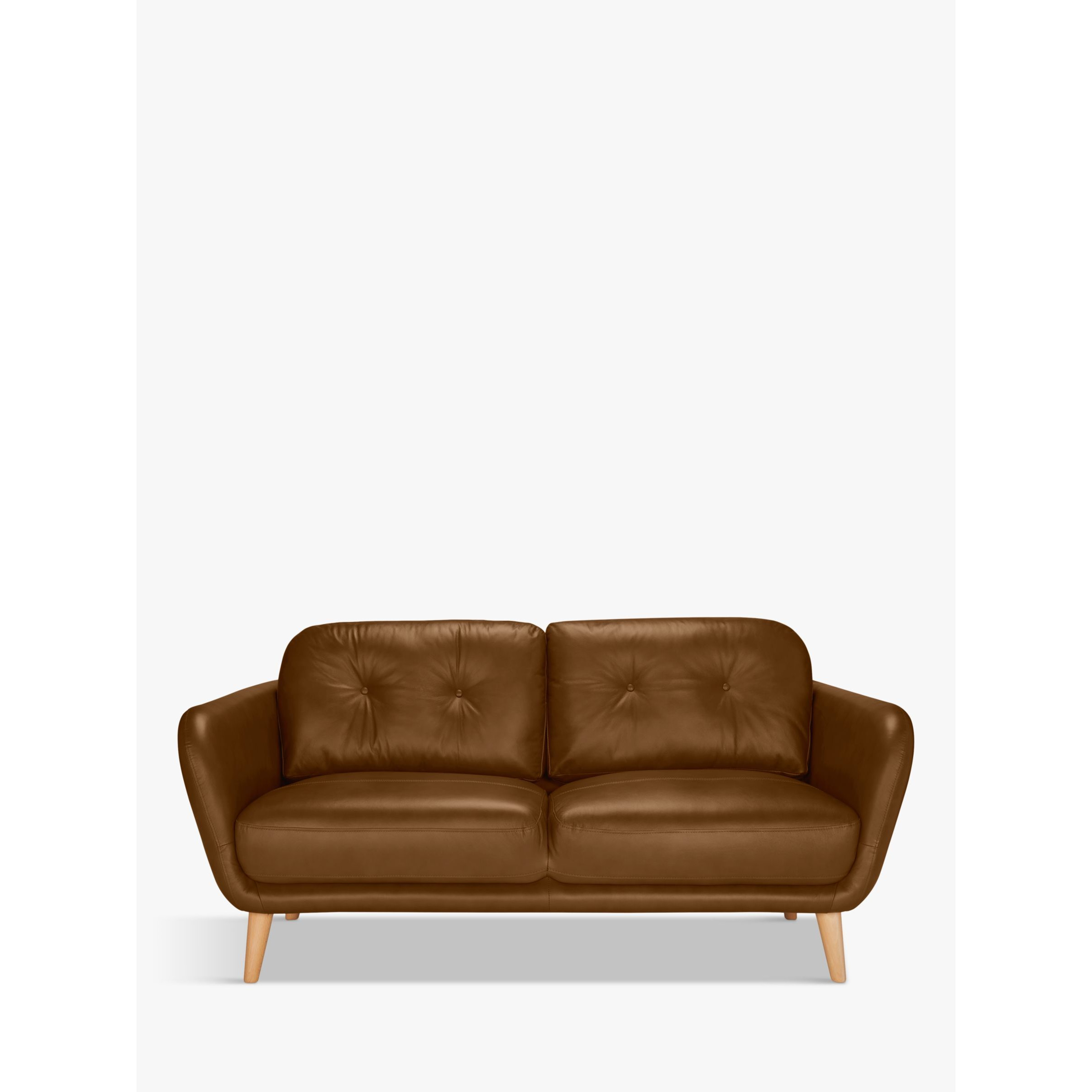 John Lewis Arlo Medium 2 Seater Leather Sofa, Dark Leg - image 1