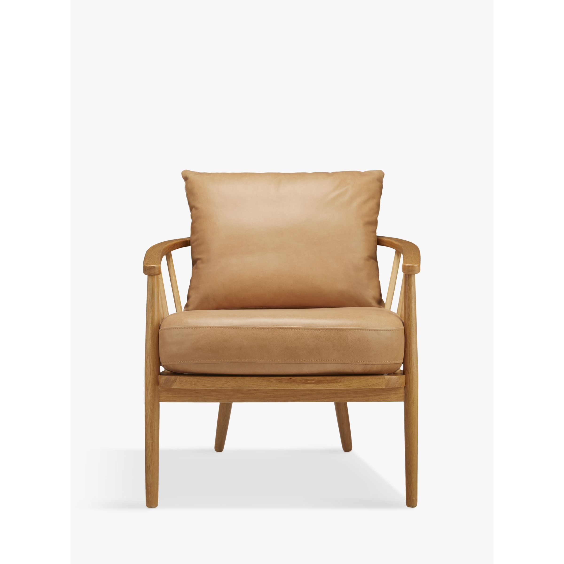 John Lewis Frome Leather Armchair, Oak Leg, Sellvagio Parchment - image 1