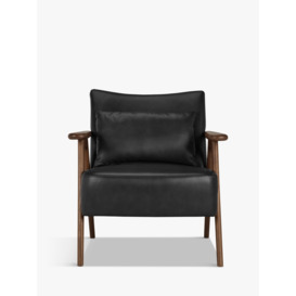 John Lewis Hendricks Leather Armchair, Dark Wood Frame