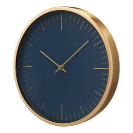 John Lewis Wall Clock, Navy/Brass, 30cm - thumbnail 2