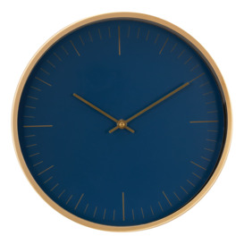 John Lewis Wall Clock, Navy/Brass, 30cm