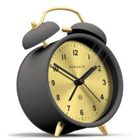Newgate Clocks Charlie Bell Analogue Silent Sweep Alarm Clock, Grey/Brass - thumbnail 2