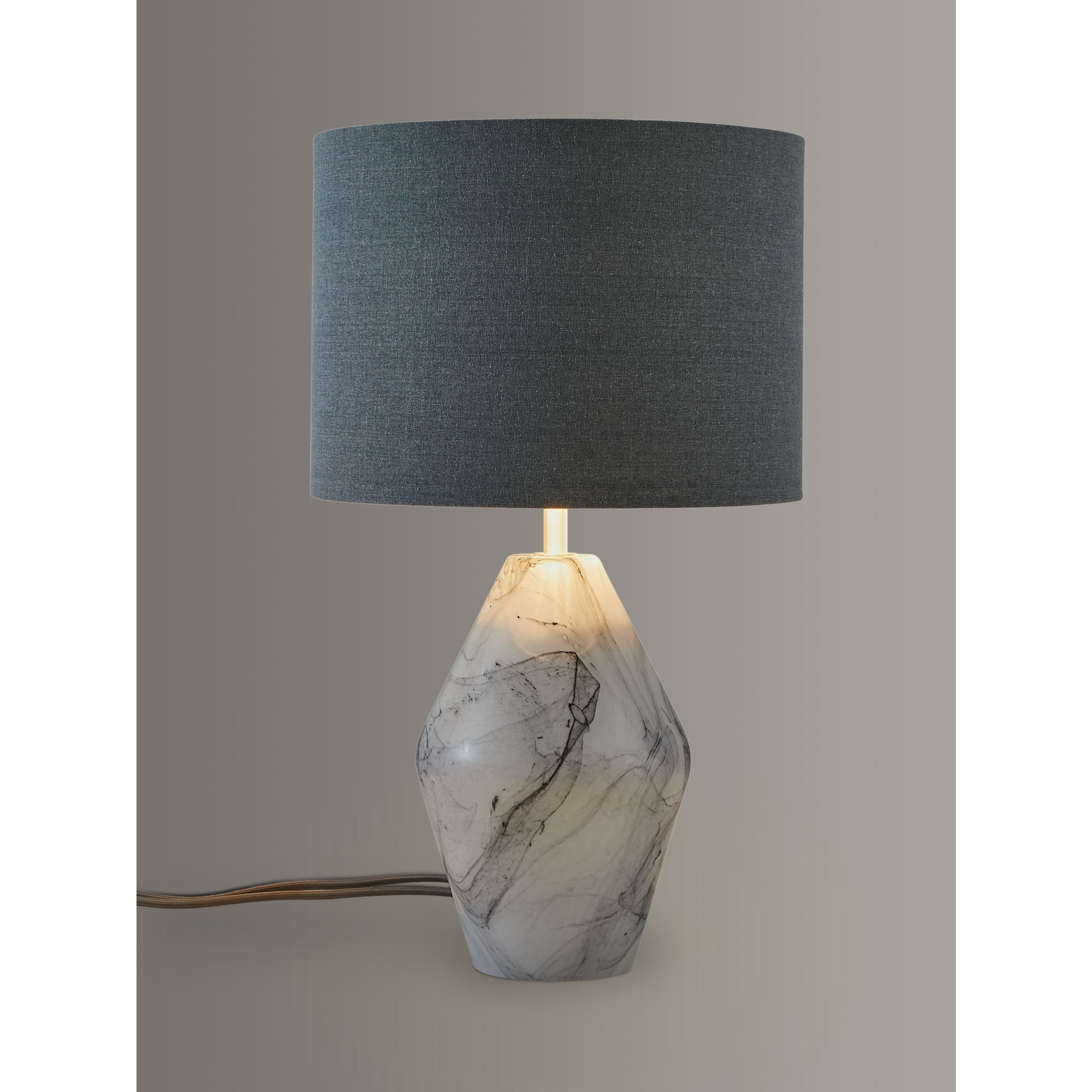 John Lewis Ada Dual Lit Glass Table Lamp, White/Grey