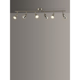 John Lewis ANYDAY Keely 6 Spotlight Ceiling Bar, Brushed Steel - thumbnail 1