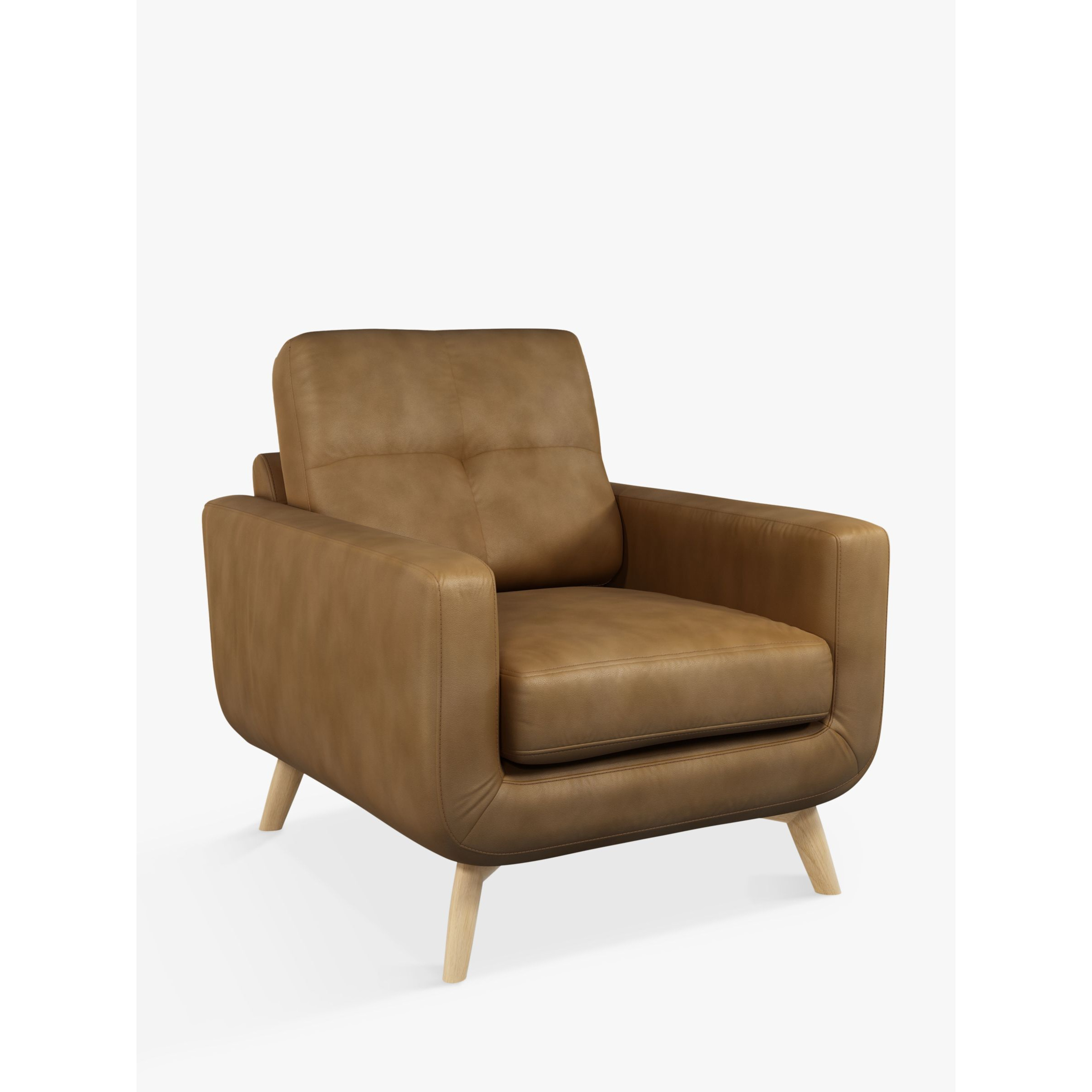 John Lewis Barbican Leather Armchair, Light Leg, Demetra Light Tan - image 1