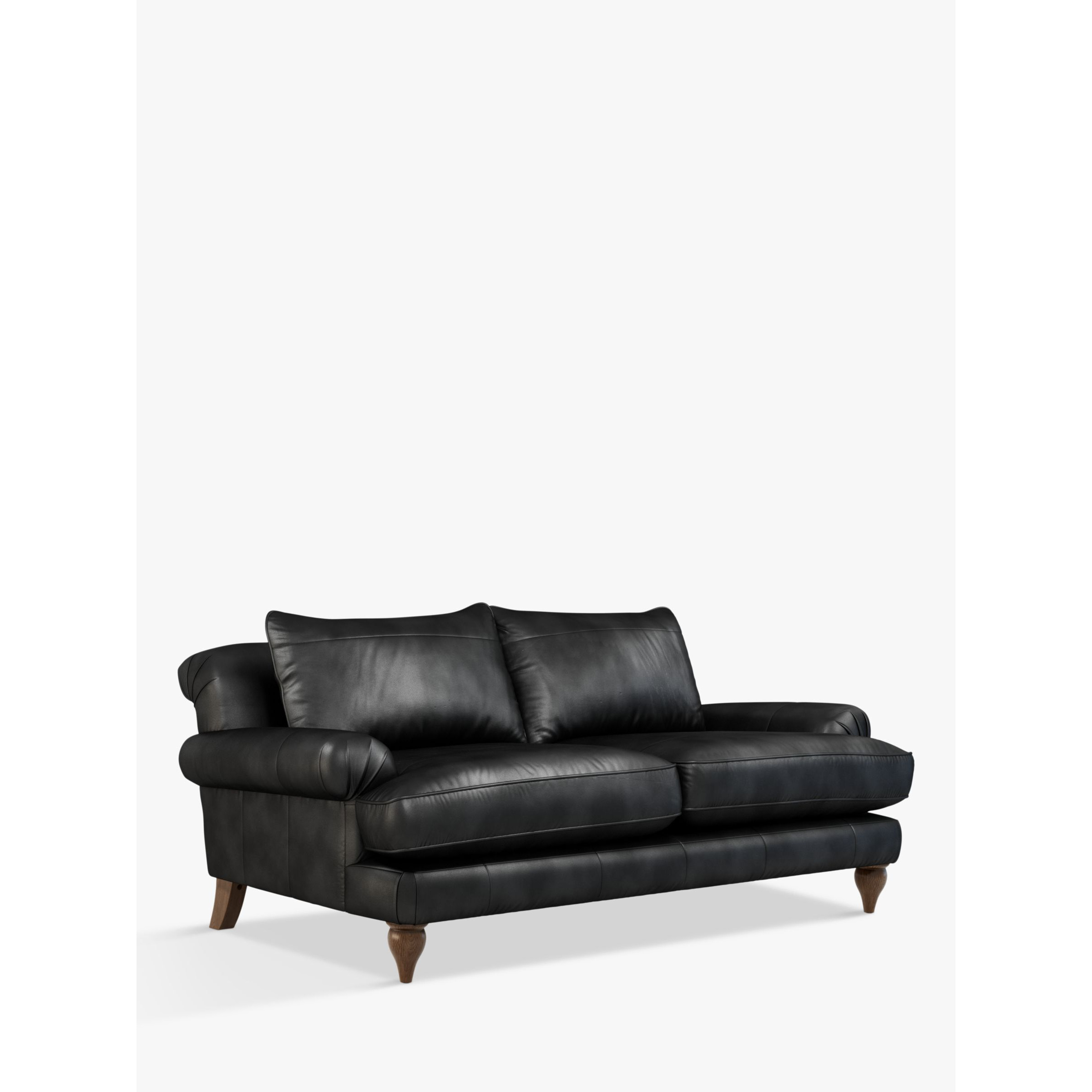 John Lewis Findon Large 3 Seater Leather Sofa, Dark Leg - image 1