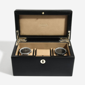 Dulwich Designs Windsor Leather 3 Piece Watch Box, Black - thumbnail 3