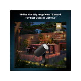 Philips Hue White and Colour Ambiance Lily LED Smart Outdoor Spotlight Extension, Black - thumbnail 2