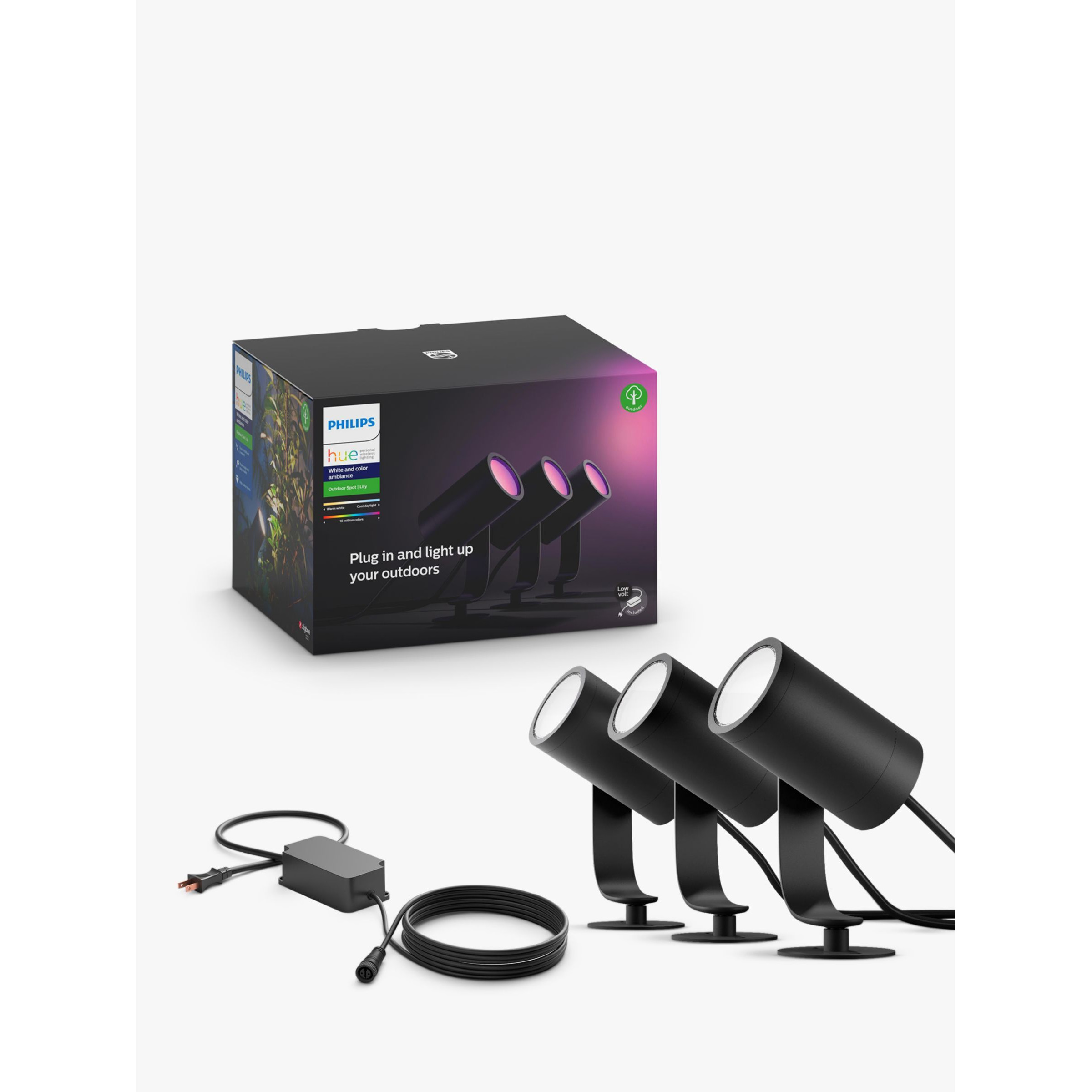 Philips Hue White and Colour Ambiance Lily LED Smart Outdoor Stake Lights, Set of 3 - image 1