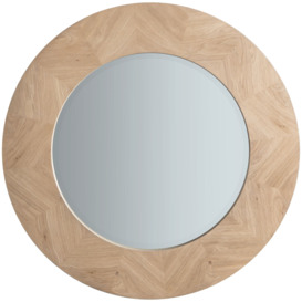 Gallery Direct Tapio Wood Inlay Round Mirror, 90cm, Oak