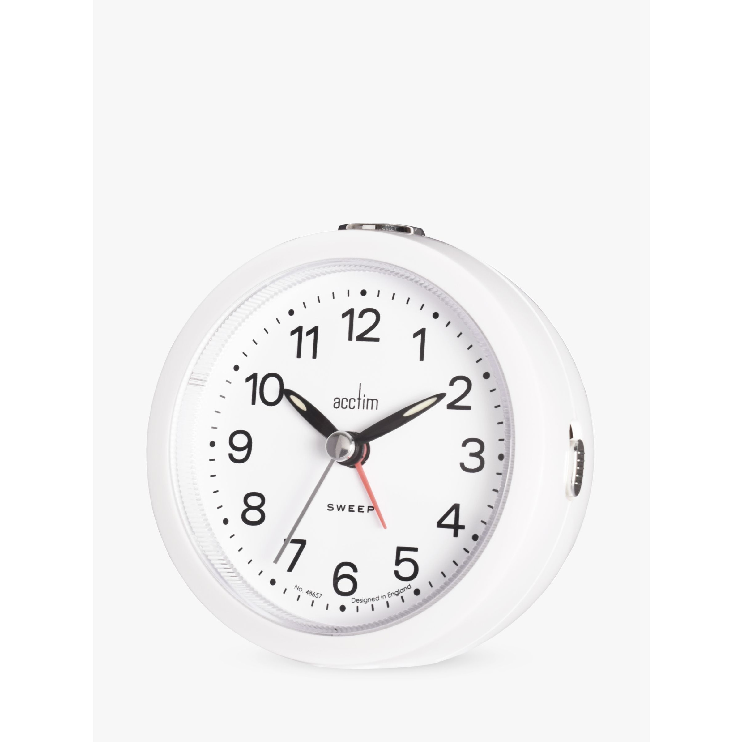 Acctim Elana Non-Ticking Sweep Analogue Alarm Clock, White - image 1