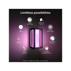 Philips Hue White and Colour Ambiance Impress LED Smart Outdoor Wall Light, Black - thumbnail 2
