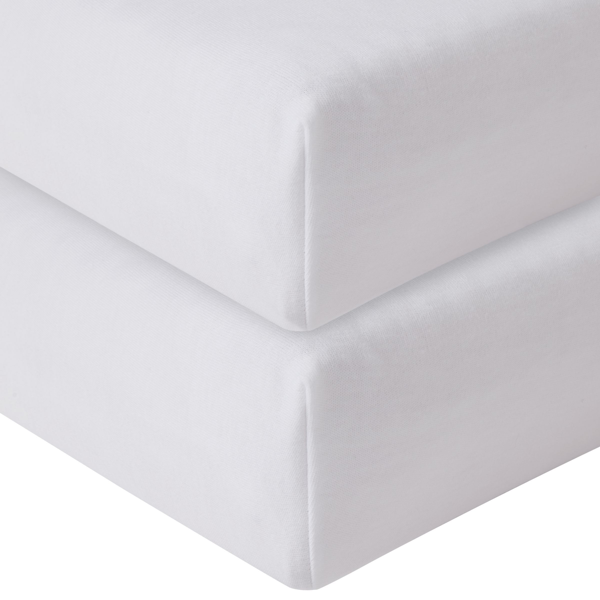 John Lewis Seconds GOTS Organic Cotton Fitted Travel Cot Sheet, 75 x 105cm, Pack of 2, White - image 1
