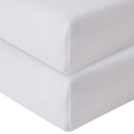 John Lewis Seconds GOTS Organic Cotton Fitted Travel Cot Sheet, 75 x 105cm, Pack of 2, White - thumbnail 1