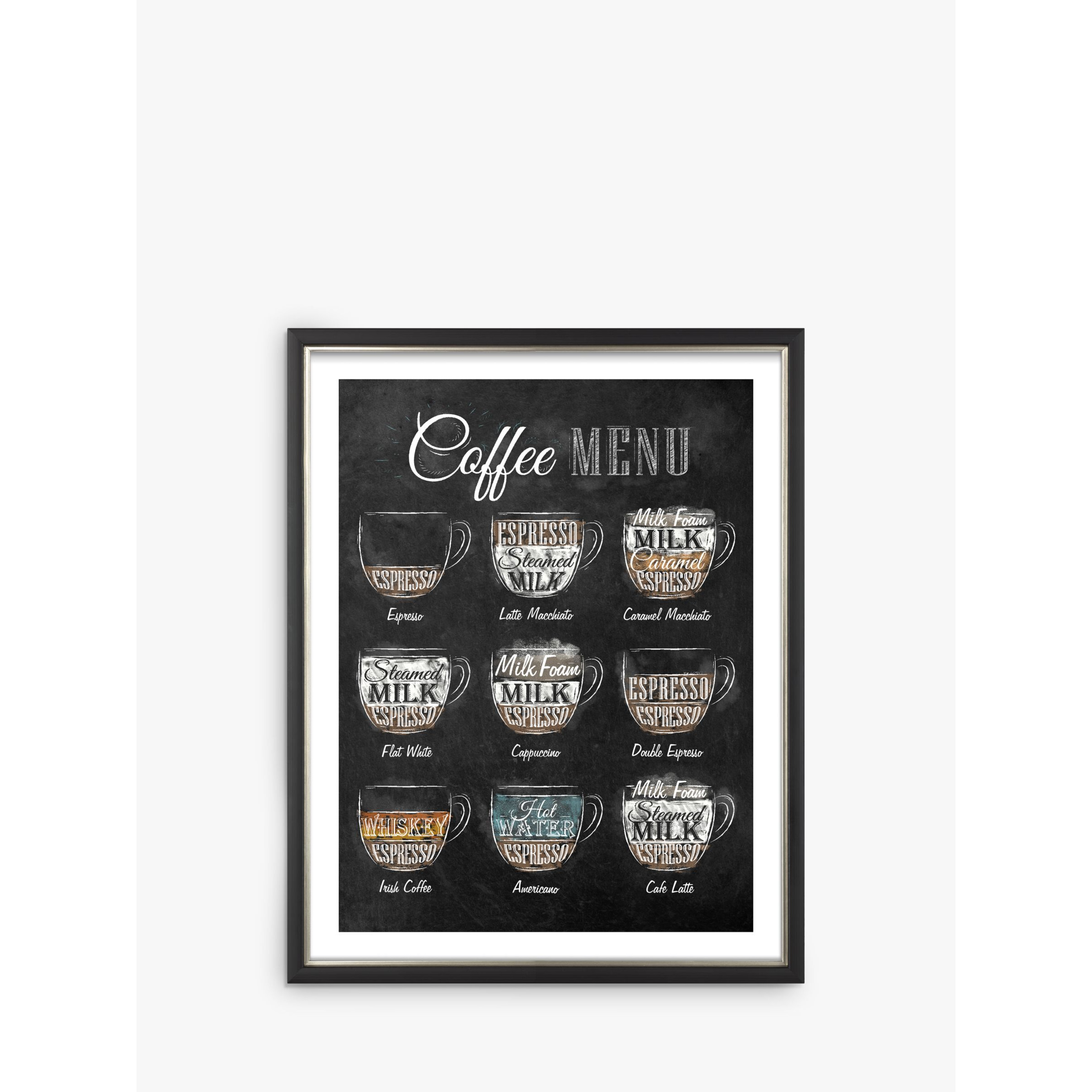 Anna Kozlenko - Coffee Menu Framed Print & Mount, 38 x 30cm, Black/Multi - image 1