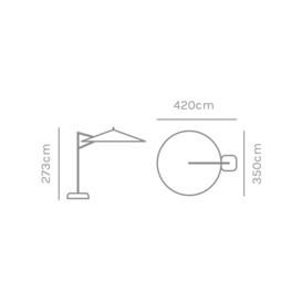 KETTLER 3.5m Freestanding Arm LED Light & Wireless Speaker Parasol - thumbnail 3