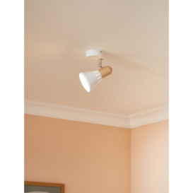 John Lewis SES LED Single Spotlight, White/Wood - thumbnail 2