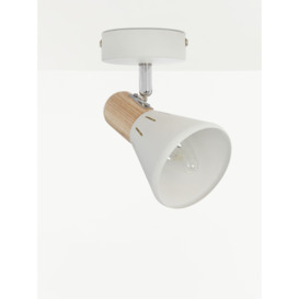 John Lewis SES LED Single Spotlight, White/Wood - thumbnail 1