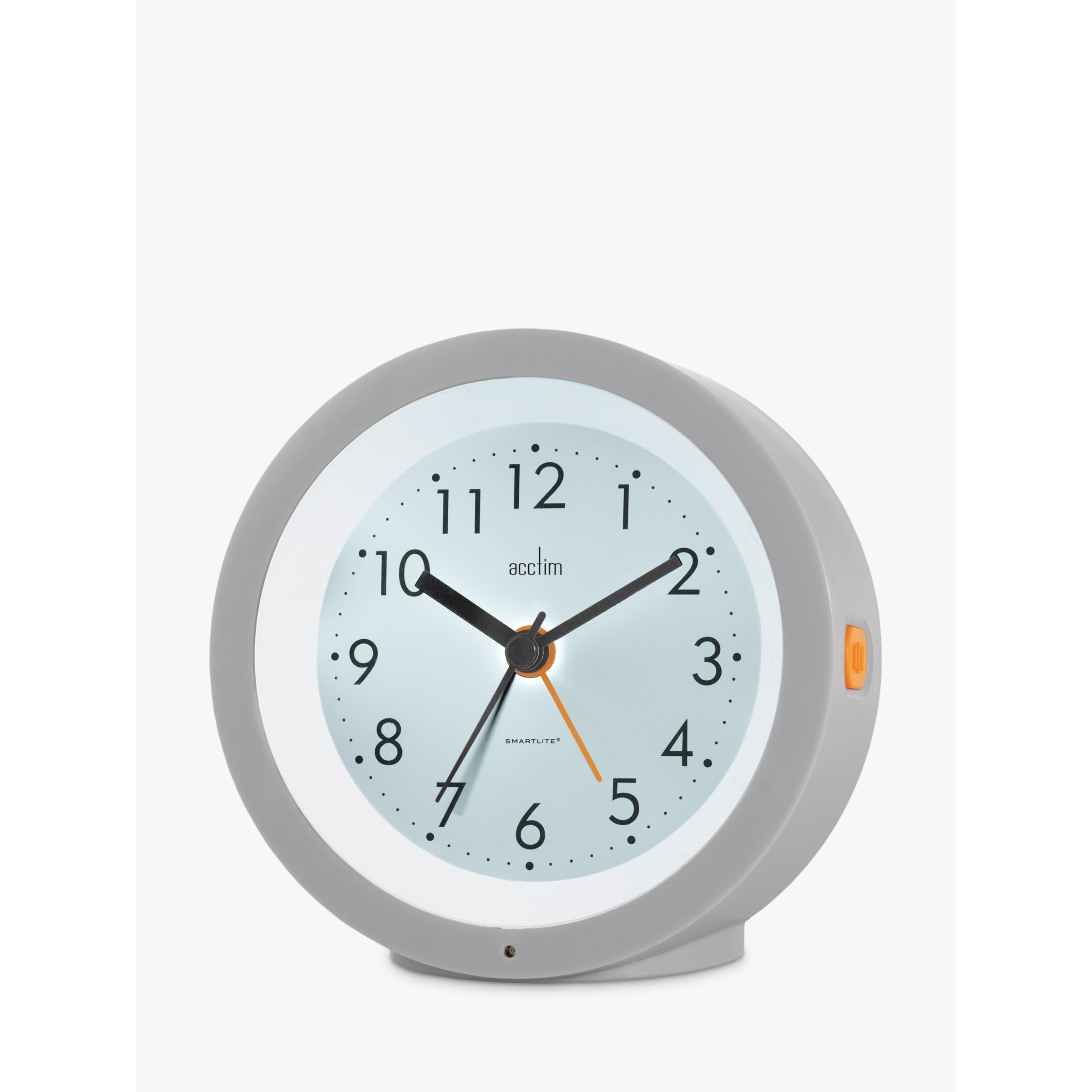 Acctim Elliot Modern Smartlite Non-Ticking Sweep Analogue Alarm Clock, Grey - image 1