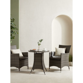 John Lewis Alora 2-Seater Garden Bistro Table & Chairs Set, Brown/Grey