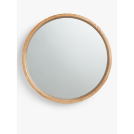 John Lewis Scandi Round Oak Wood Wall Mirror, Natural