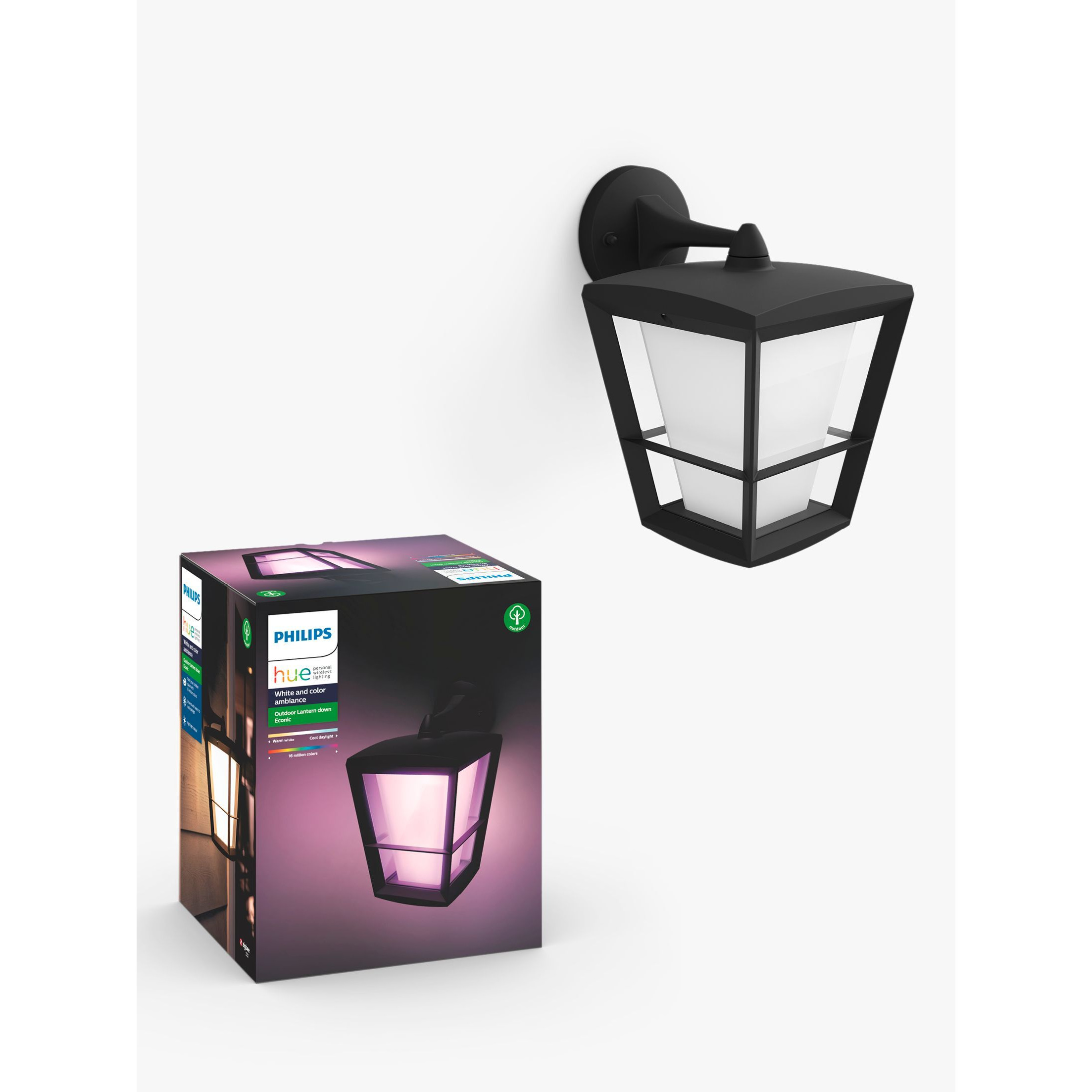 Philips Hue White and Colour Ambiance Econic LED Smart Outdoor Wall Lantern, Black - image 1