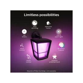Philips Hue White and Colour Ambiance Econic LED Smart Outdoor Wall Lantern, Black - thumbnail 2