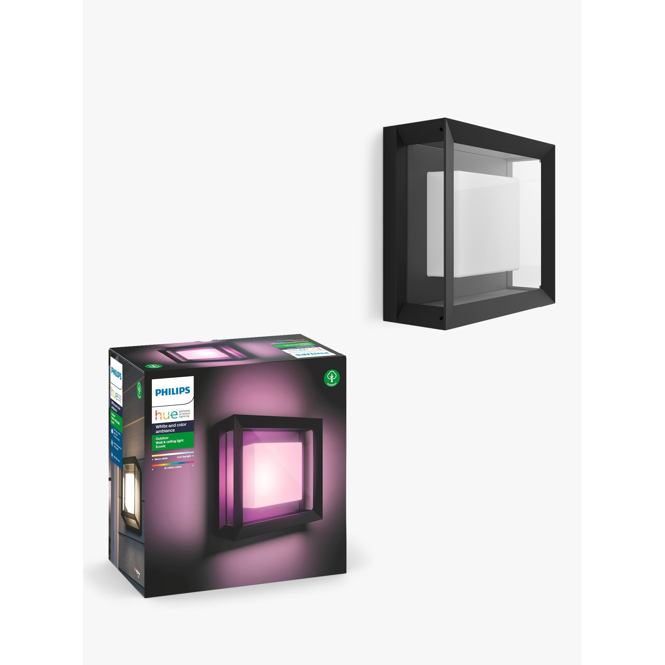 Philips Hue White and Colour Ambiance Econic LED Smart Outdoor Wall Light, Black - image 1