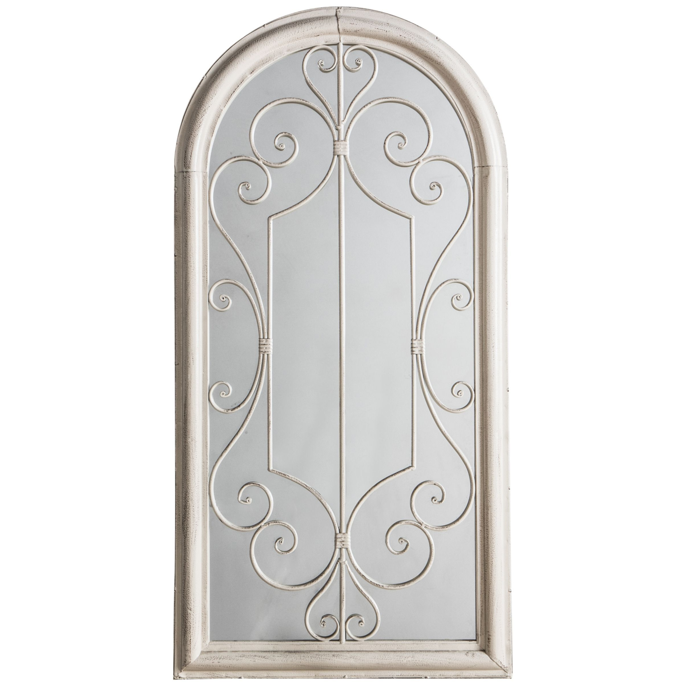 Gallery Direct Fleura Outdoor Garden Wall Ornate Arched Mirror, 96.5 x 49cm, Antique Ivory - image 1