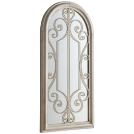 Gallery Direct Fleura Outdoor Garden Wall Ornate Arched Mirror, 96.5 x 49cm, Antique Ivory - thumbnail 2
