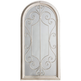 Gallery Direct Fleura Outdoor Garden Wall Ornate Arched Mirror, 96.5 x 49cm, Antique Ivory - thumbnail 1