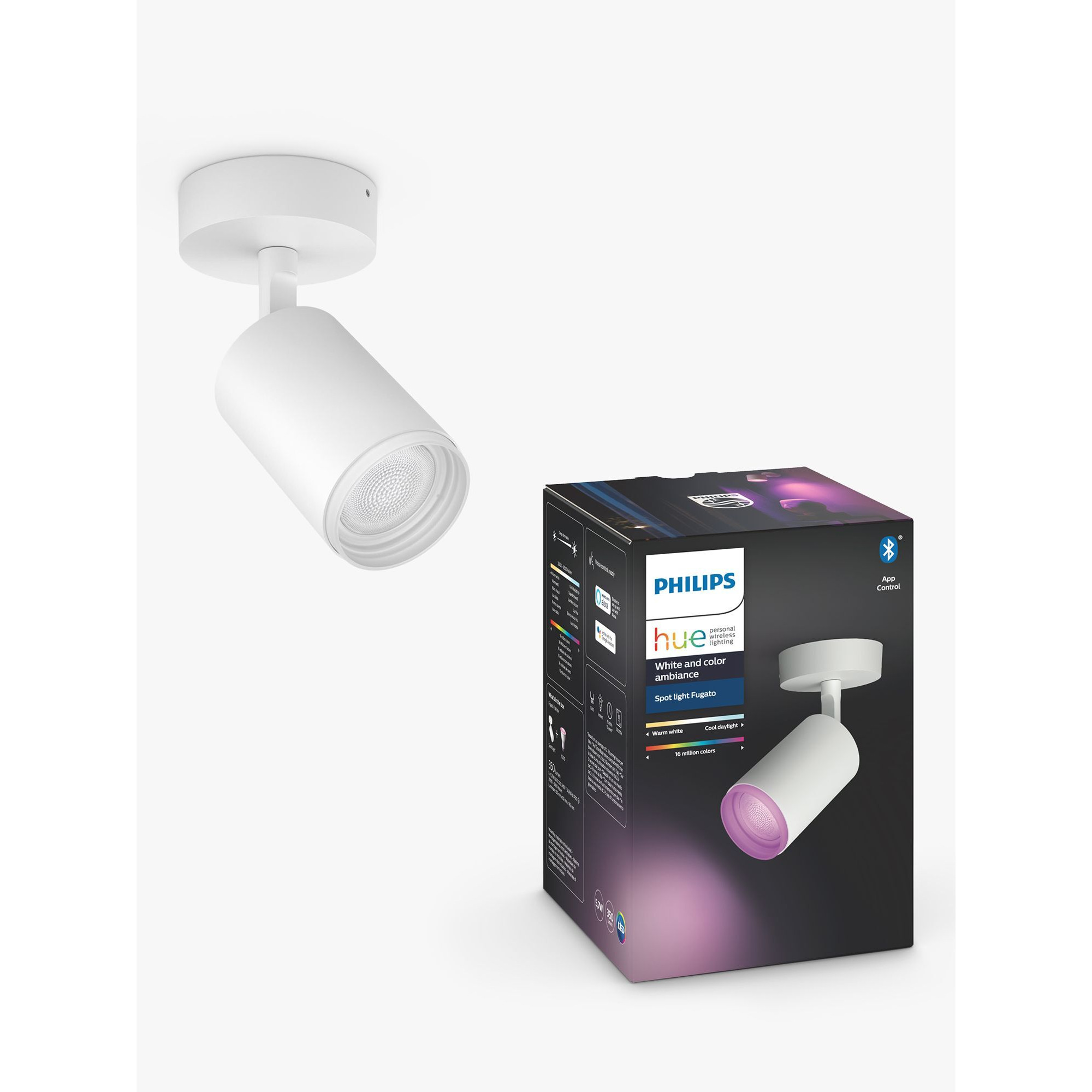 Philips Hue White and Colour Ambiance Fugato LED Smart Single Spotlight, White - image 1