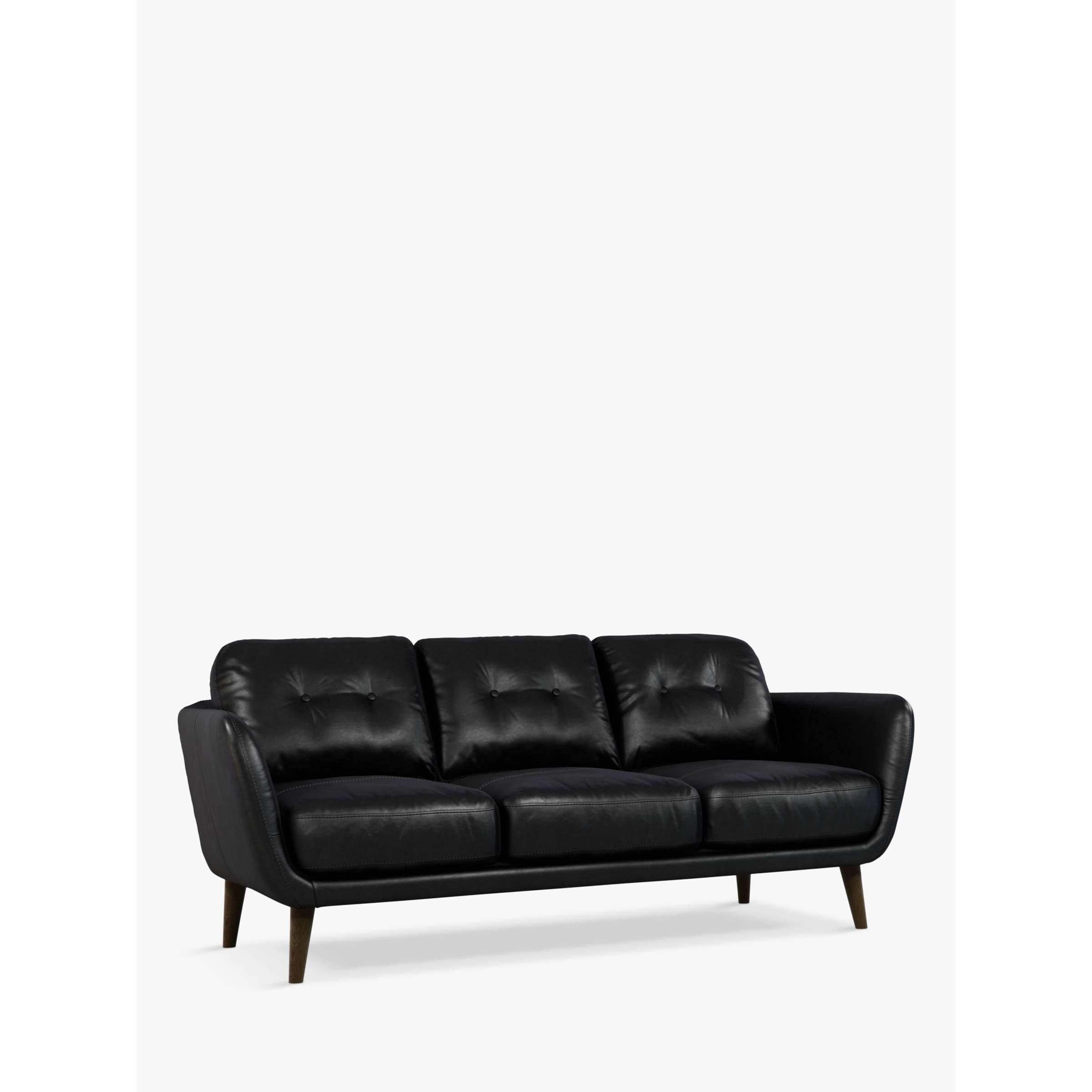 John Lewis Arlo Large 3 Seater Leather Sofa, Dark Leg - image 1