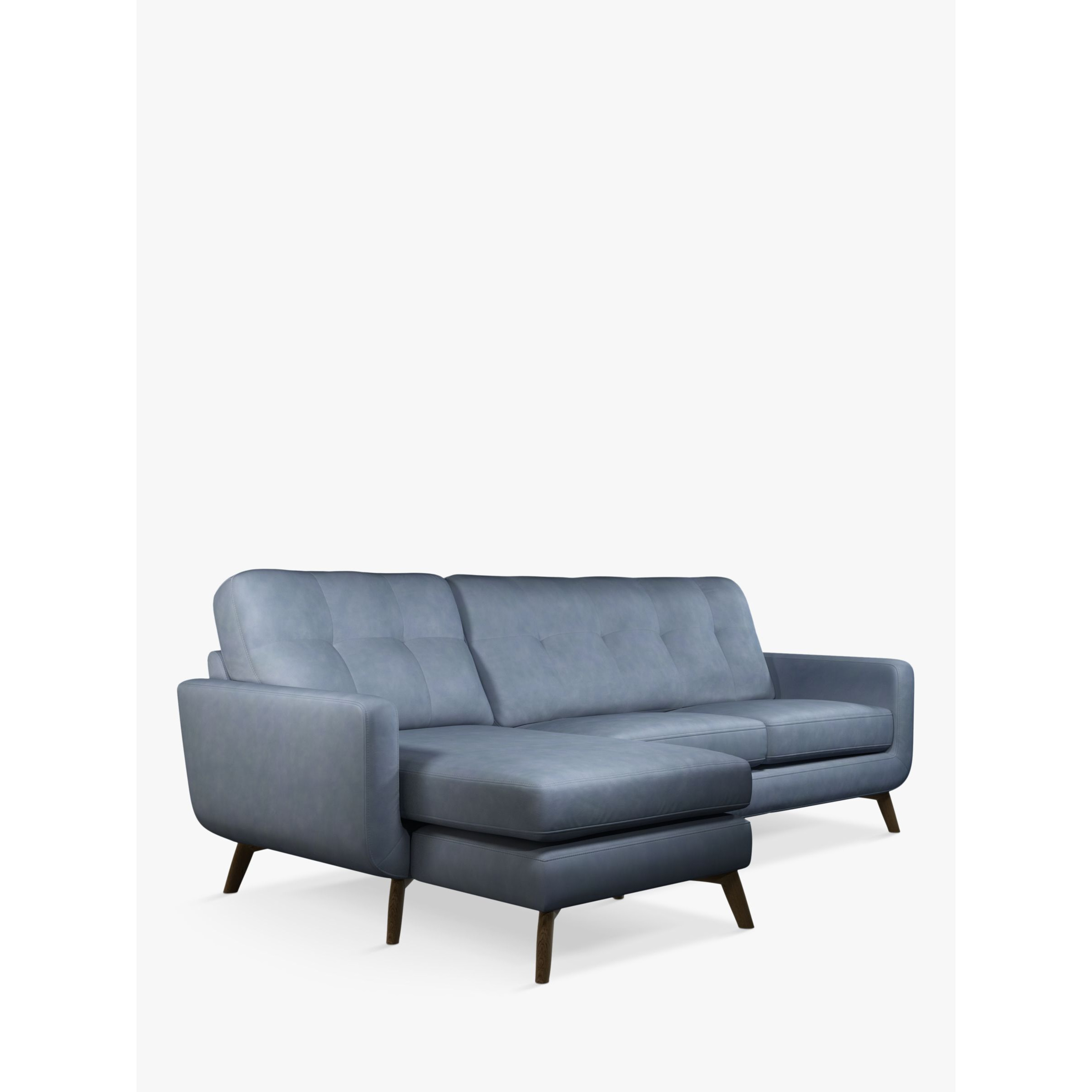 John Lewis Barbican LHF Chaise End Leather Sofa, Dark Leg - image 1