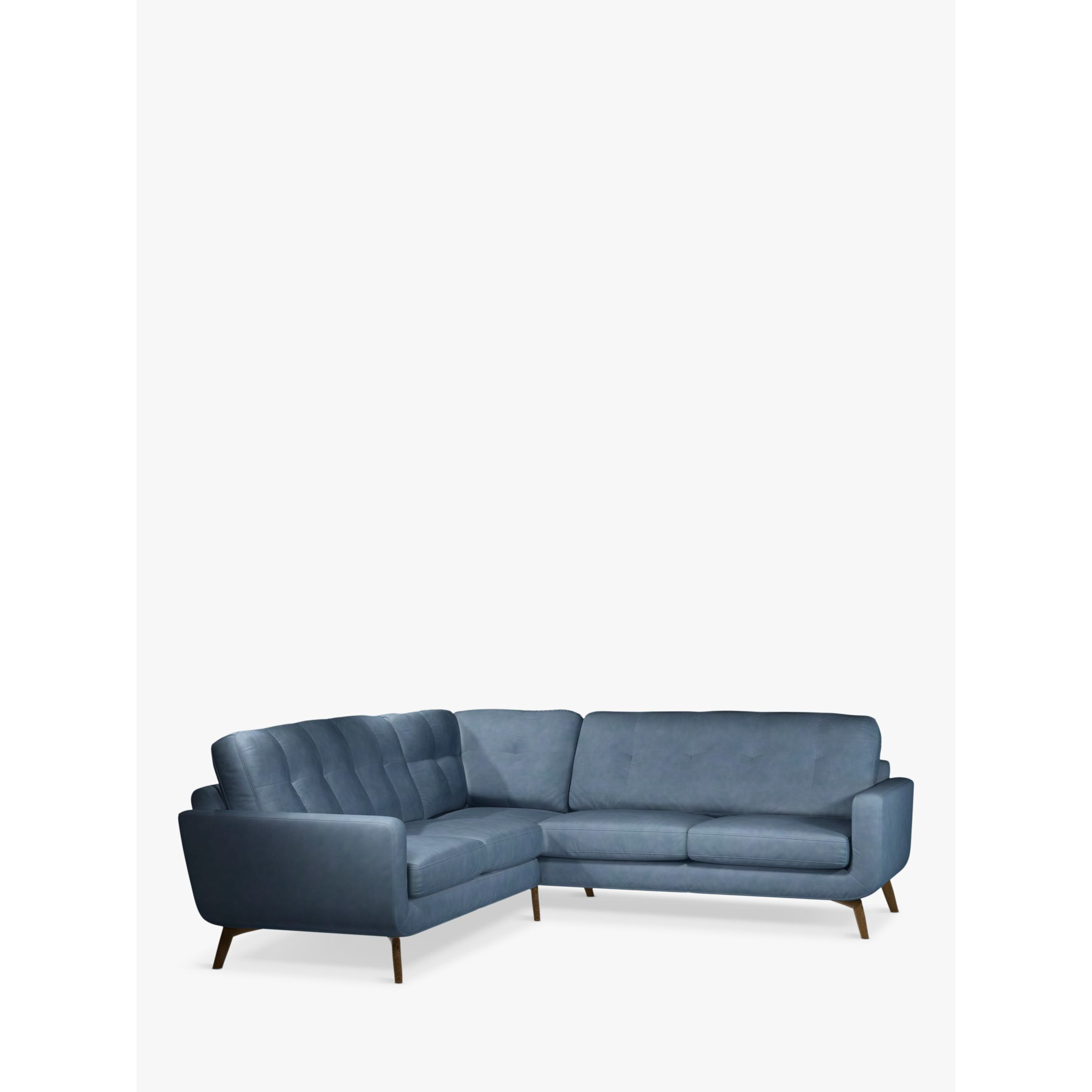 John Lewis Barbican 5+ Seater Leather Corner Sofa, Dark Leg - image 1