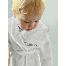 Babyblooms Personalised Baby Bathrobe with Luxury Hooded Baby Towel, White/Blue - thumbnail 2