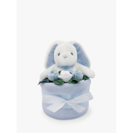 Babyblooms Blanket Cake with Personalised Baby Bunny Soft Toy, Light Blue