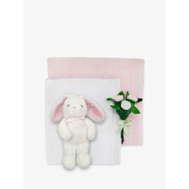 Babyblooms Blanket Cake with Personalised Baby Bunny Soft Toy, Light Pink - thumbnail 2