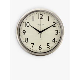 Lascelles Retro Silent Sweep Wall Clock, 30cm, Silver/Chrome