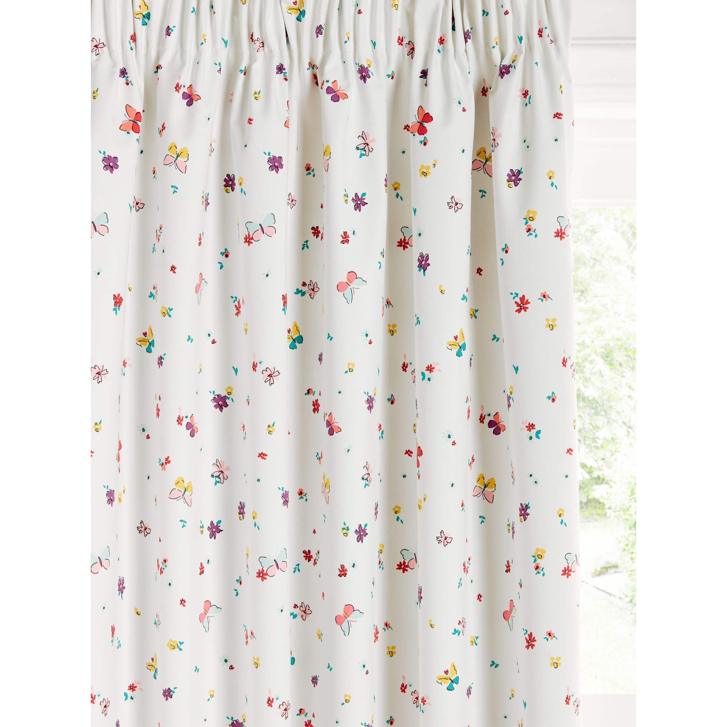 little home at John Lewis Butterflies Ditsy Print Pencil Pleat Blackout Children's Curtains, Multi