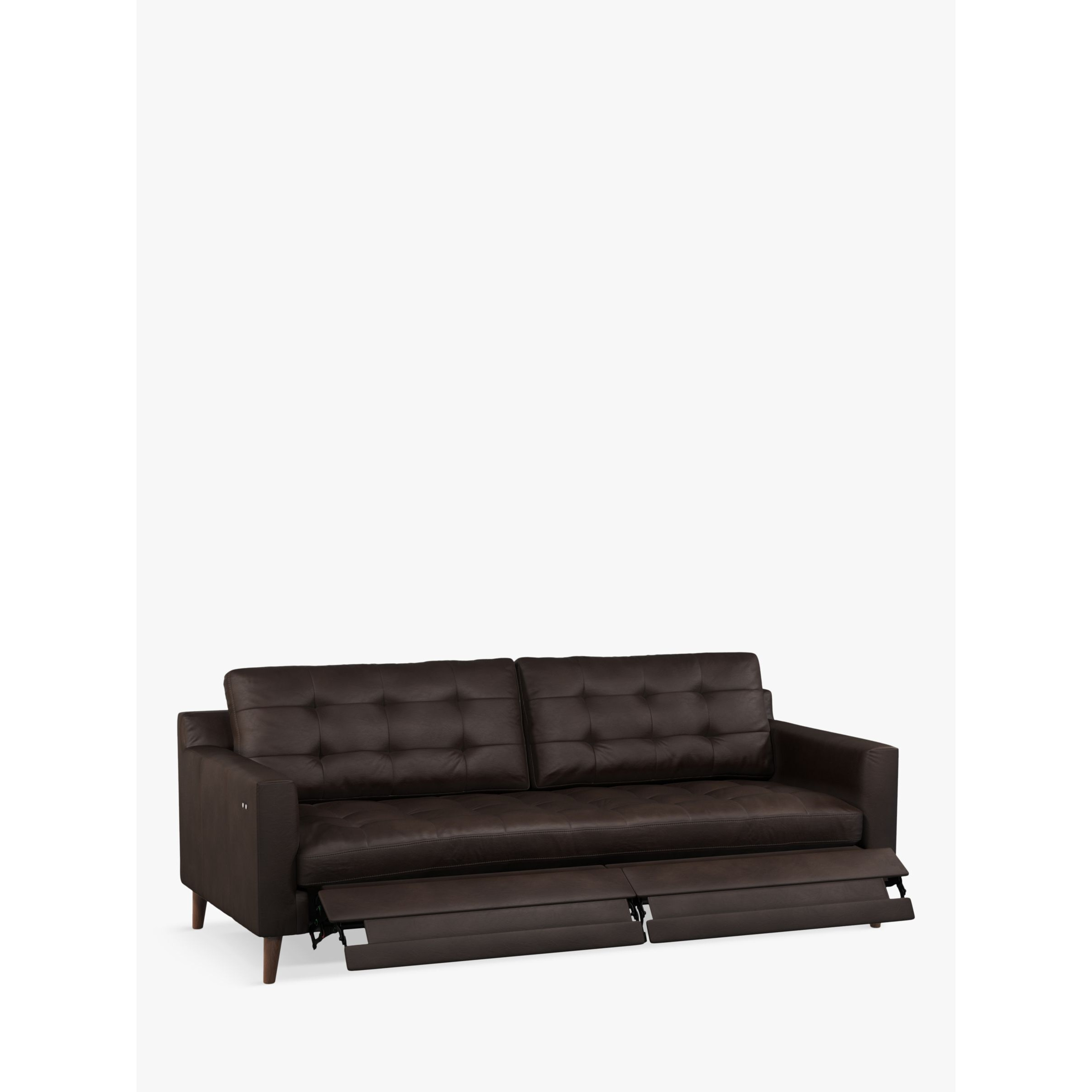 John Lewis Draper Motion Large 3 Seater Leather Sofa with Footrest Mechanism, Dark Leg - image 1