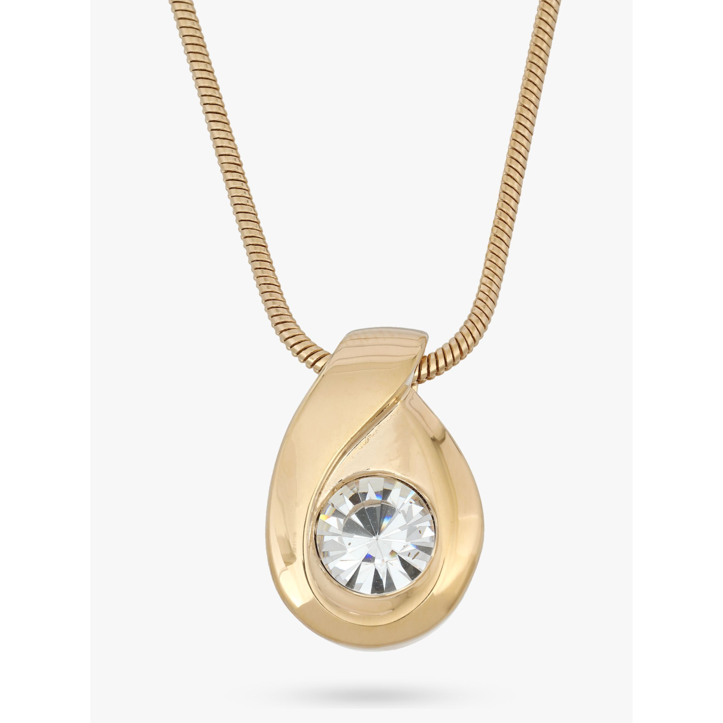 Eclectica Vintage Gold Plated Swarovski Crystal Teardrop Pendant Necklace, Gold