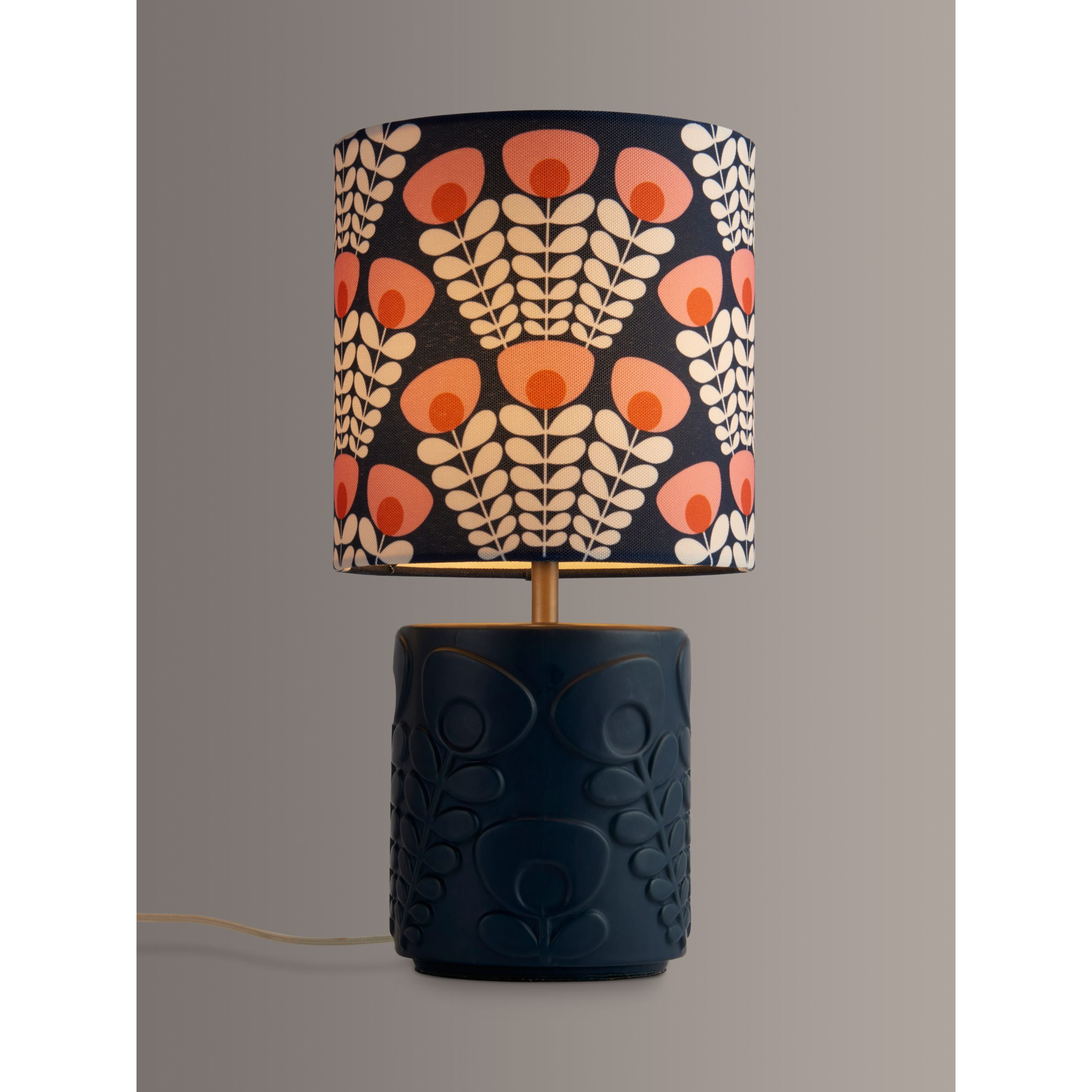 Orla Kiely Pink Stem Ceramic Table Lamp, Navy/Pink - image 1