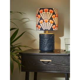 Orla Kiely Pink Stem Ceramic Table Lamp, Navy/Pink - thumbnail 2