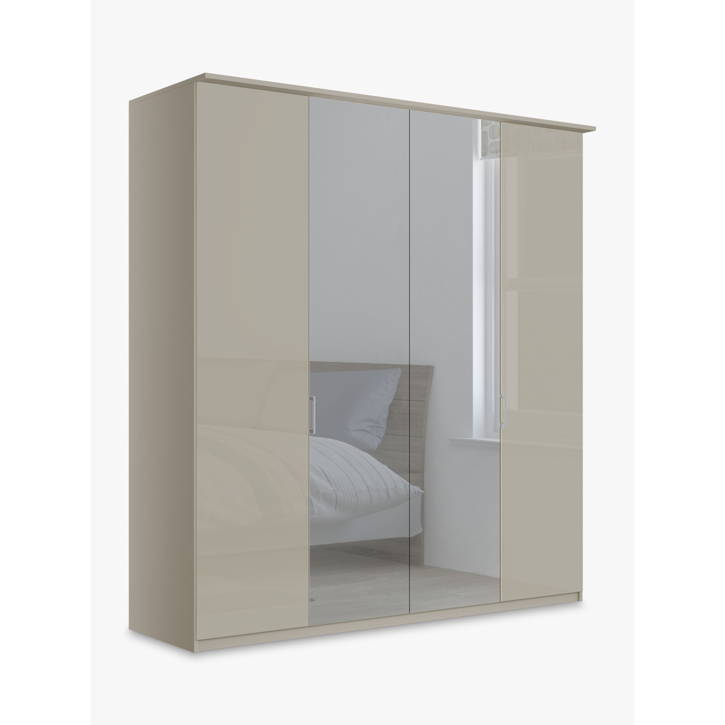 John Lewis Elstra 200cm Wardrobe with White Glass and Mirrored Hinged Doors - image 1